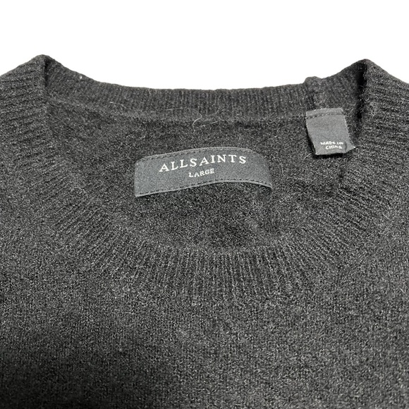 AllSaints Pierre Crewneck Black Pullover Rimmed Trim Sweater Men’s Size Large - Picture 5 of 10
